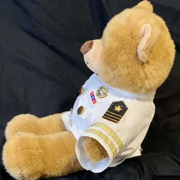 Build A Bear Workshop Brown Bear Plush White Navy Uniform Shirt Stuffed Animal - Picture 3 of 12